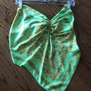 Green Strapless Scarf Top